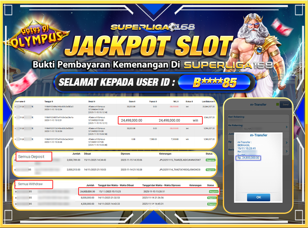 SUPERLIGA168 JACKPOT GATES OF OLYMPUS Rp.24,800,000-LUNAS